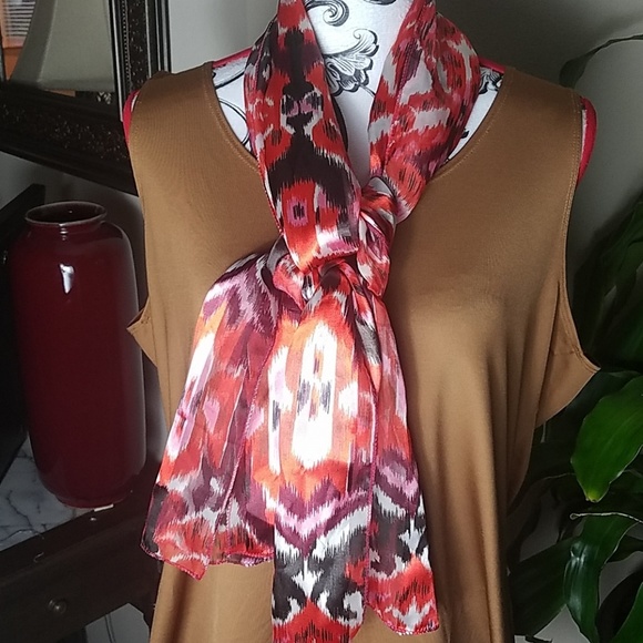 Fashion scarf, Red, pink and black, size 13x60 - Picture 2 of 4